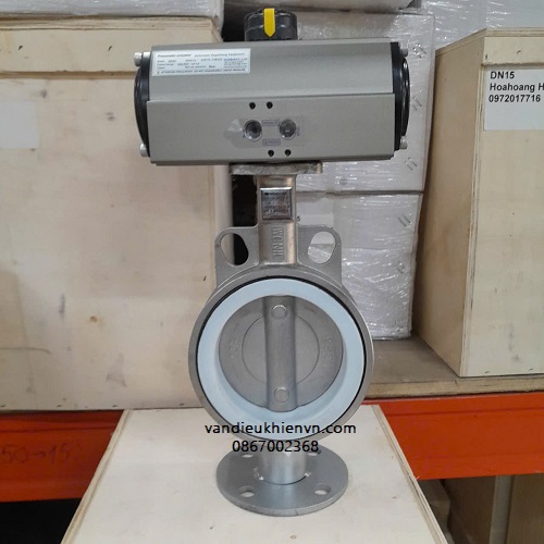 Van bướm inox điều khiển khí nén Hàn Quốc